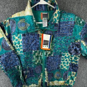 VTG NWT EVR Silk Jacket Geometric Full Zip Medium Colorful 80s ROUSSO Colorful
